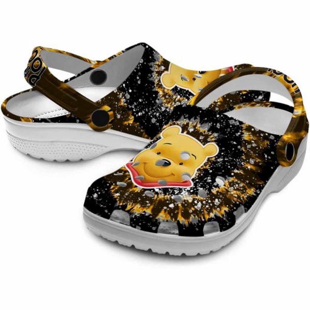 Custom Name Winnie The Pooh Radiant Burst Effect Clogs For Kids And Adults Custom Name Winnie The Pooh Radiant Burst Effect Clogs For Kids And Adults
