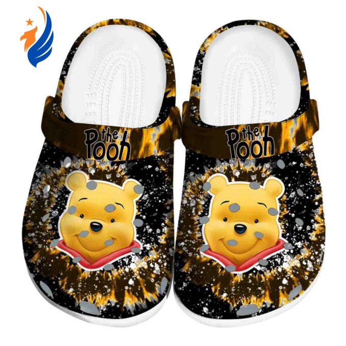Custom Name Winnie The Pooh Radiant Burst Effect Clogs For Kids And Adults
