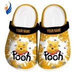 Custom Name Winnie The Pooh Splash Art Yellow Clogs For Kids And Adults