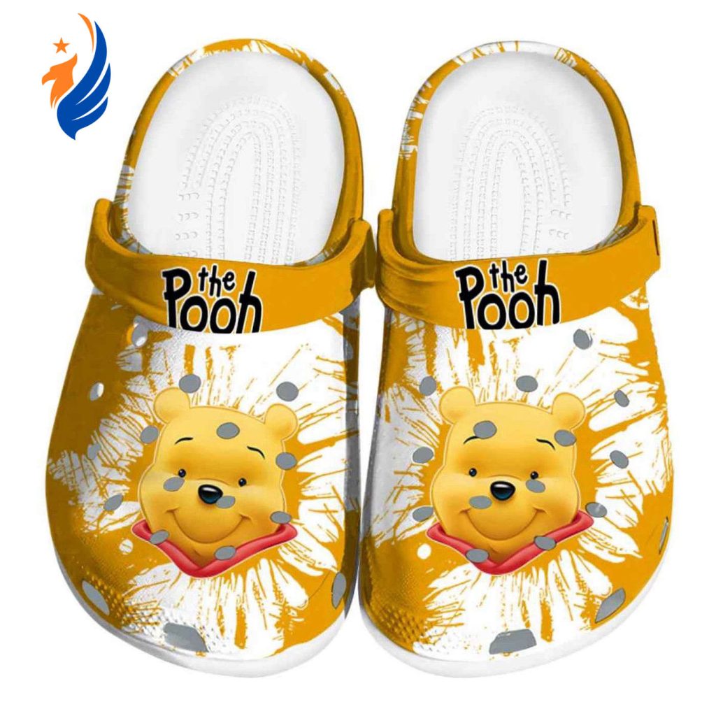 Custom Name Winnie The Pooh Splatter Grafics Yellow Clogs For Kids And Adults Custom Name Winnie The Pooh Splatter Grafics Yellow Clogs For Kids And Adults