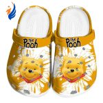 Custom Name Winnie The Pooh Splatter Grafics Yellow Clogs For Kids And Adults