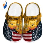 Custom Name Winnie The Pooh Star Spangled Side Pattern Clogs For Kids And Adults