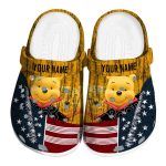 Custom Name Winnie The Pooh Star Spangled Side Pattern Clogs For Kids And Adults