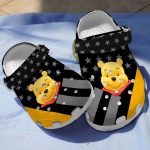 Custom Name Winnie The Pooh Stellar Stripes Theme Black Yellow Clogs For Kids And Adults Custom Name Winnie The Pooh Stellar Stripes Theme Black Yellow Clogs For Kids And Adults