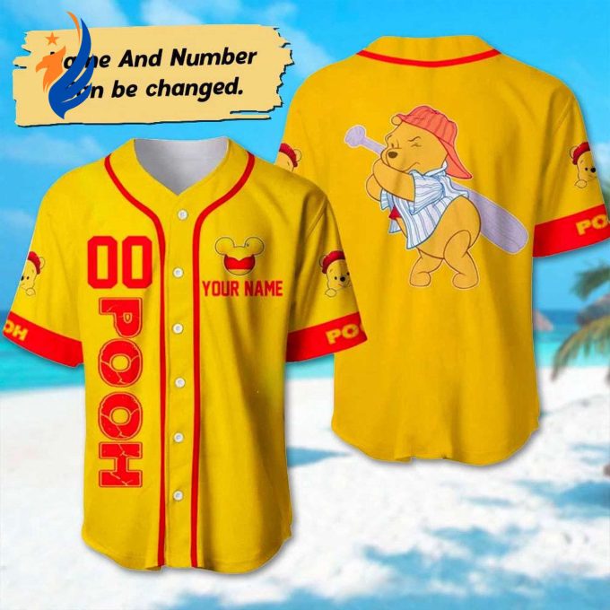 Custom Pooh Baseball & Basketball Jerseys Cartoon Character Trip Party Shirt Magic Kingdom Movie Birthday Gift Custom Pooh Baseball & Basketball Jerseys Cartoon Character Trip Party Shirt Magic Kingdom Movie Birthday Gift