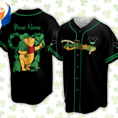 Custom Saint Patrick Day Disneyland Baseball Jersey - Personalized Pooh Bear St Patrick Family Vacation Trip Jersey for Baseball Lovers