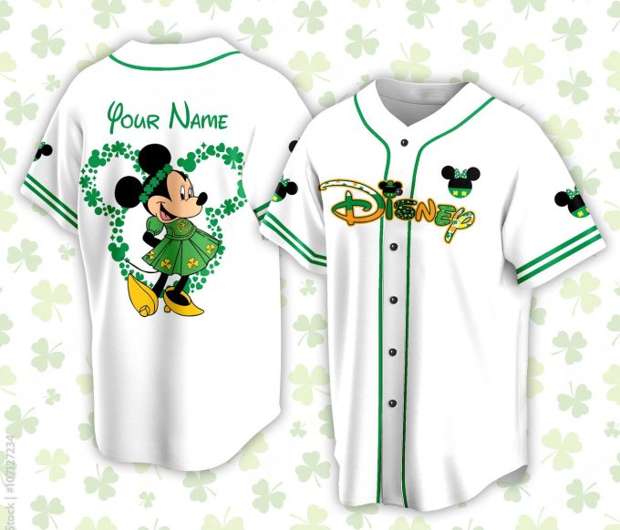 Personalized Pooh Bear St Patrick s Day Disneyland Baseball Jersey – Perfect for Baseball Lovers & Family Vacation