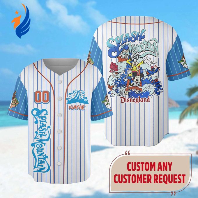 Custom Splash Mountain Baseball Jersey – Mickey Mouse & Friends Team Shirt Magic Kingdom – Minnie Goofy Donald Baseball Shirt