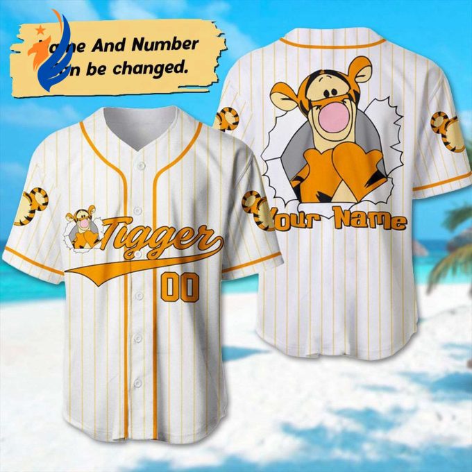 Custom Tigger Baseball Jersey Pooh Cartoon Basketball Team Magic Kingdom Trip Shirt Tigger Birthday Gift for Kids Custom Tigger Baseball Jersey Pooh Cartoon Basketball Team Magic Kingdom Trip Shirt Tigger Birthday Gift for Kids