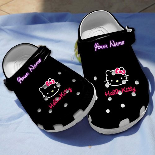 Customized Unique Clogs Hello Kitty Black Clogs For Kids And Adults