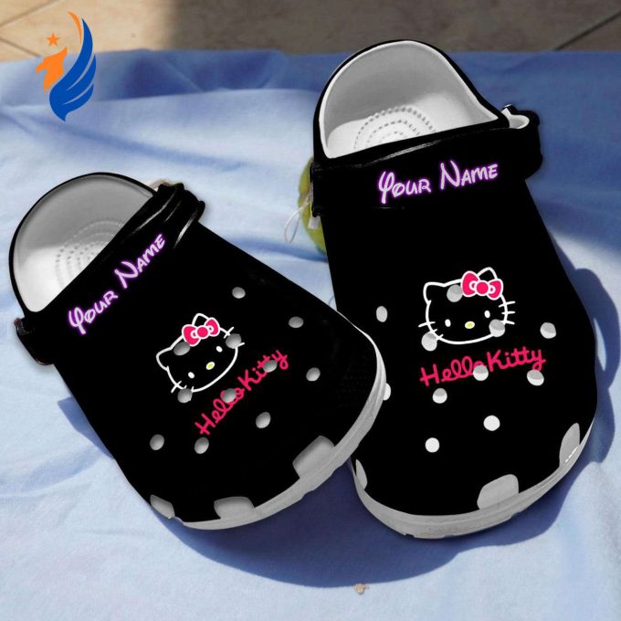 Customized Unique Clogs Hello Kitty Black Clogs For Kids And Adults Customized Unique Clogs Hello Kitty Black Clogs For Kids And Adults