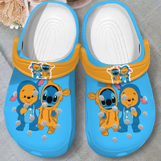 Cute Friends Winnie The Pooh And Stitch Clogs