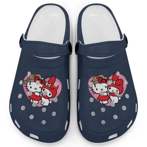 Cute Hello Kitty And My Melody Blue Navy Clogs For Kids And Adults