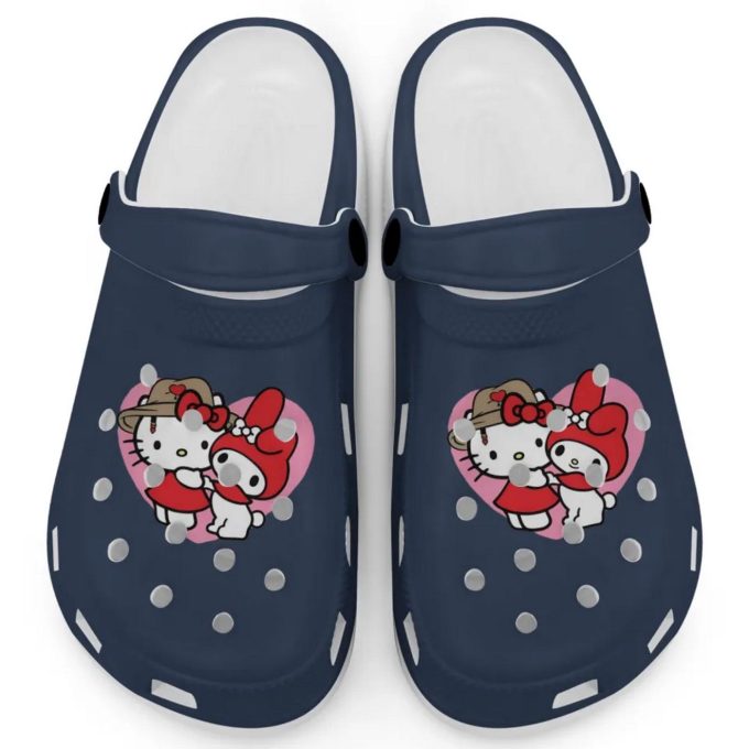 Cute Hello Kitty And My Melody Blue Navy Clogs For Kids And Adults