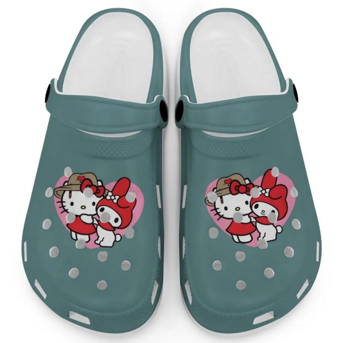 Cute Hello Kitty And My Melody Blue Spruce Clogs For Kids And Adults