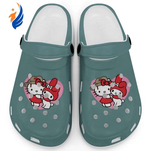 Cute Hello Kitty And My Melody Blue Spruce Clogs For Kids And Adults
