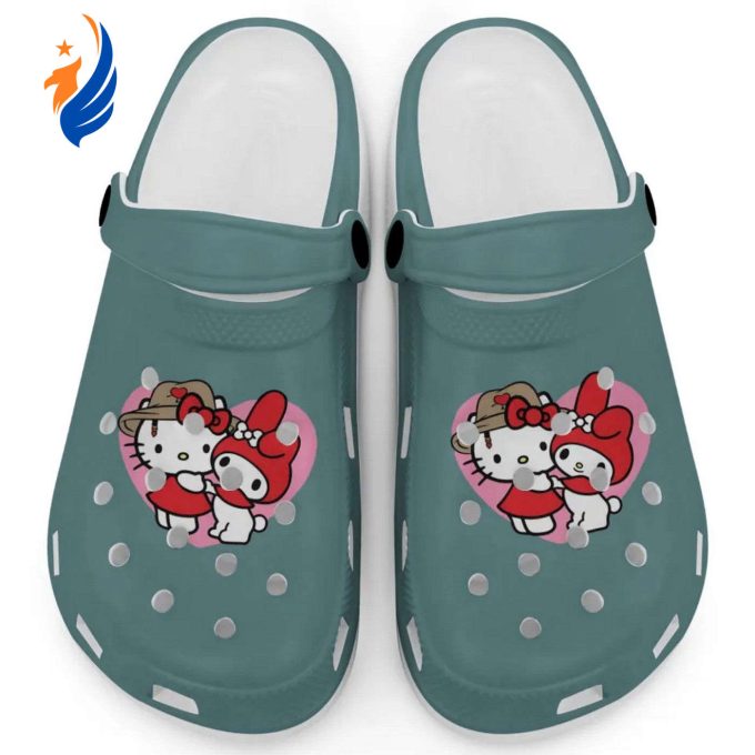 Cute Hello Kitty And My Melody Blue Spruce Clogs For Kids And Adults Cute Hello Kitty And My Melody Blue Spruce Clogs For Kids And Adults