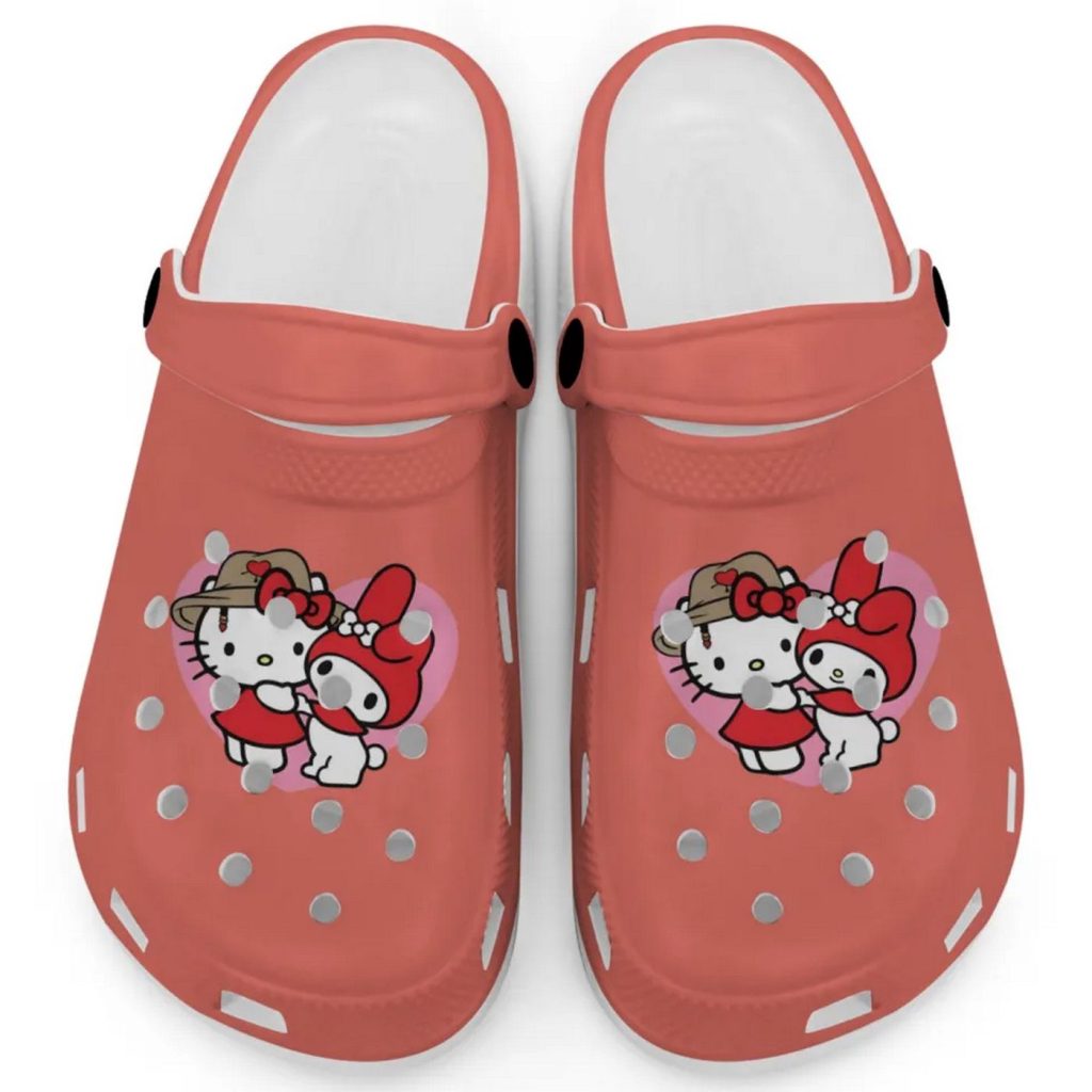 Cute Hello Kitty And My Melody Bright Salmon Clogs For Kids And Adults Cute Hello Kitty And My Melody Bright Salmon Clogs For Kids And Adults