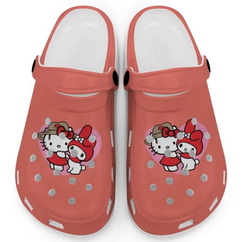 Cute Hello Kitty And My Melody Bright Salmon Clogs For Kids And Adults