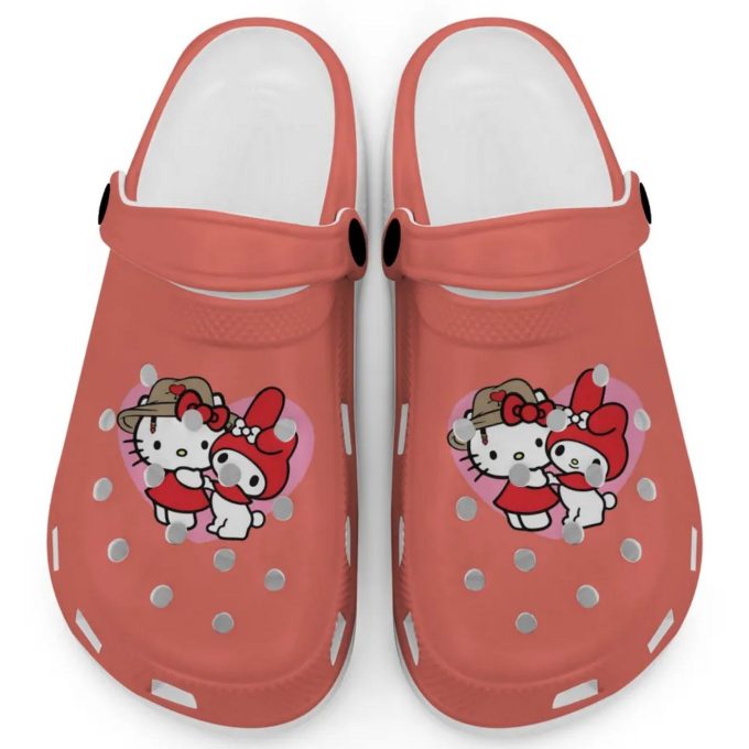 Cute Hello Kitty And My Melody Bright Salmon Clogs For Kids And Adults