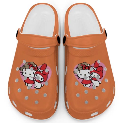 Cute Hello Kitty And My Melody Burnt Orange Clogs For Kids And Adults