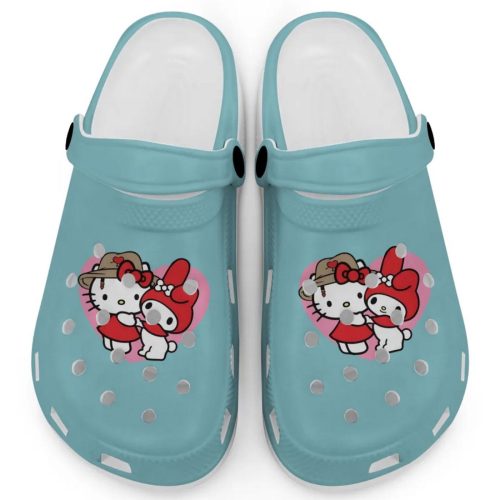 Cute Hello Kitty And My Melody Chalky Mint Clogs For Kids And Adults