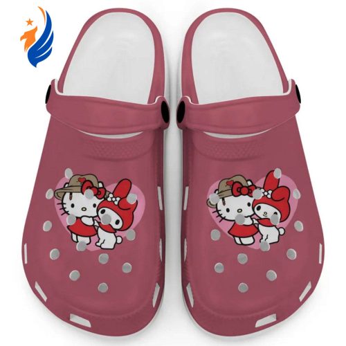 Cute Hello Kitty And My Melody Crimson Clogs For Kids And Adults