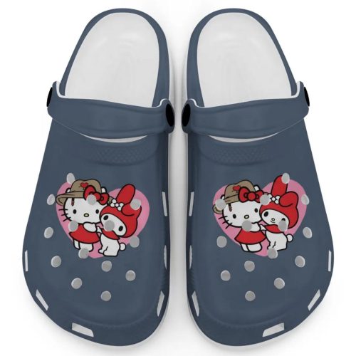 Cute Hello Kitty And My Melody Denim Clogs For Kids And Adults