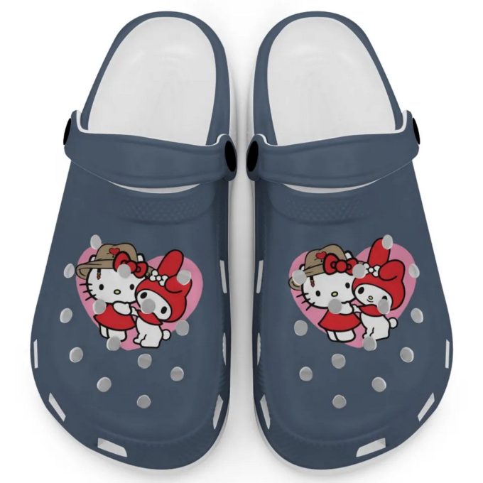 Cute Hello Kitty And My Melody Denim Clogs For Kids And Adults