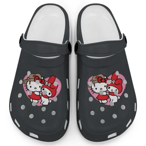Cute Hello Kitty And My Melody Graphite Clogs For Kids And Adults