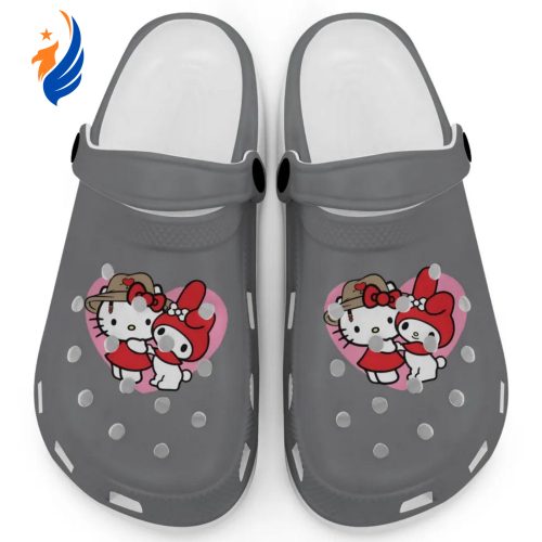 Cute Hello Kitty And My Melody Grey Clogs For Kids And Adults