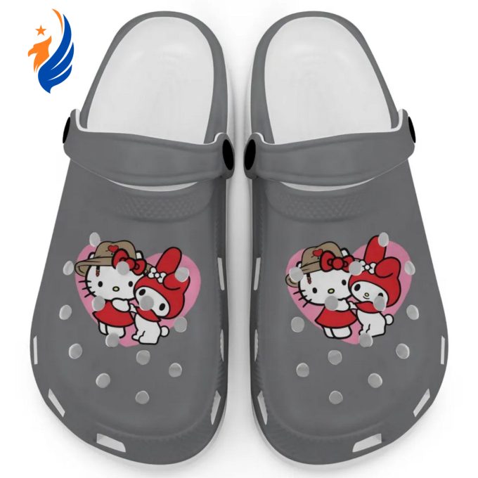 Cute Hello Kitty And My Melody Grey Clogs For Kids And Adults Cute Hello Kitty And My Melody Grey Clogs For Kids And Adults