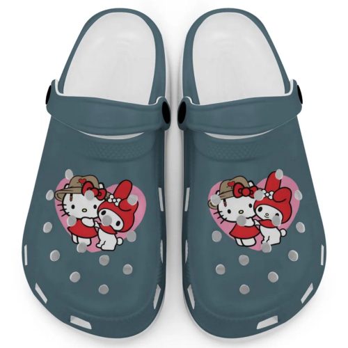 Cute Hello Kitty And My Melody Ice Blue Clogs For Kids And Adults