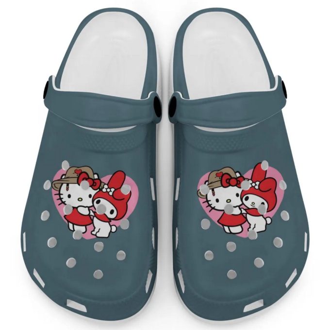 Cute Hello Kitty And My Melody Ice Blue Clogs For Kids And Adults