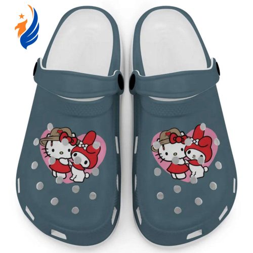 Cute Hello Kitty And My Melody Ice Blue Clogs For Kids And Adults