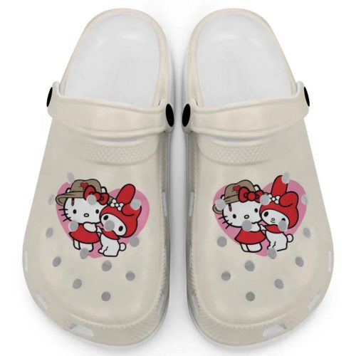 Cute Hello Kitty And My Melody Ivory Clogs For Kids And Adults