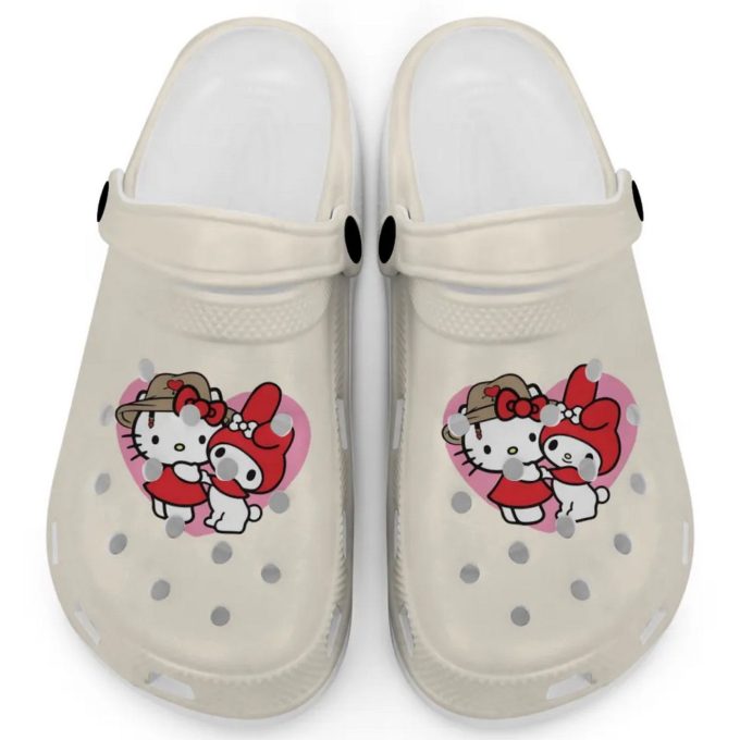 Cute Hello Kitty And My Melody Ivory Clogs For Kids And Adults