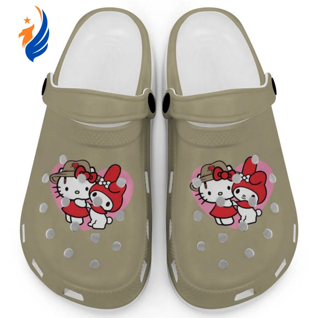 Cute Hello Kitty And My Melody Khaki Clogs For Kids And Adults Cute Hello Kitty And My Melody Khaki Clogs For Kids And Adults
