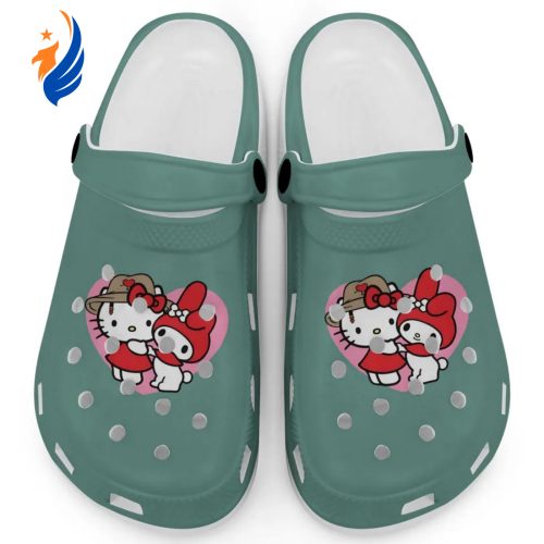 Cute Hello Kitty And My Melody Light Green Clogs For Kids And Adults