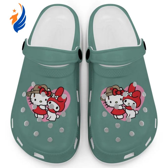 Cute Hello Kitty And My Melody Light Green Clogs For Kids And Adults Cute Hello Kitty And My Melody Light Green Clogs For Kids And Adults