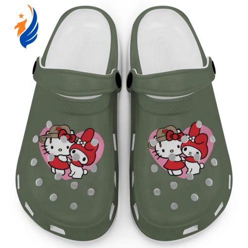 Cute Hello Kitty And My Melody Terracotta Clogs For Kids And Adults Cute Hello Kitty And My Melody Moss Clogs For Kids And Adults
