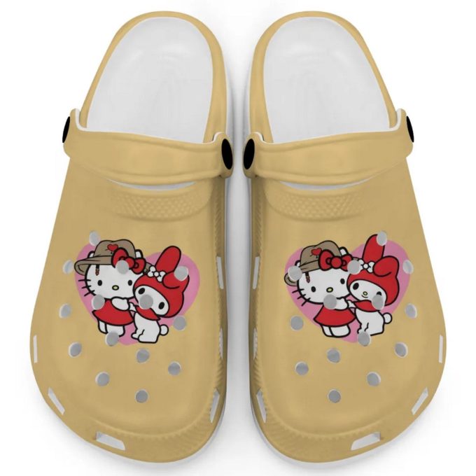 Cute Hello Kitty And My Melody Mustard Clogs For Kids And Adults