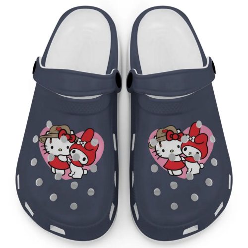 Cute Hello Kitty And My Melody Navy Clogs For Kids And Adults