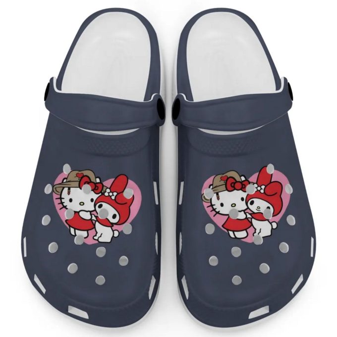 Cute Hello Kitty And My Melody Navy Clogs For Kids And Adults