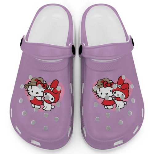 Cute Hello Kitty And My Melody Orchid Clogs For Kids And Adults