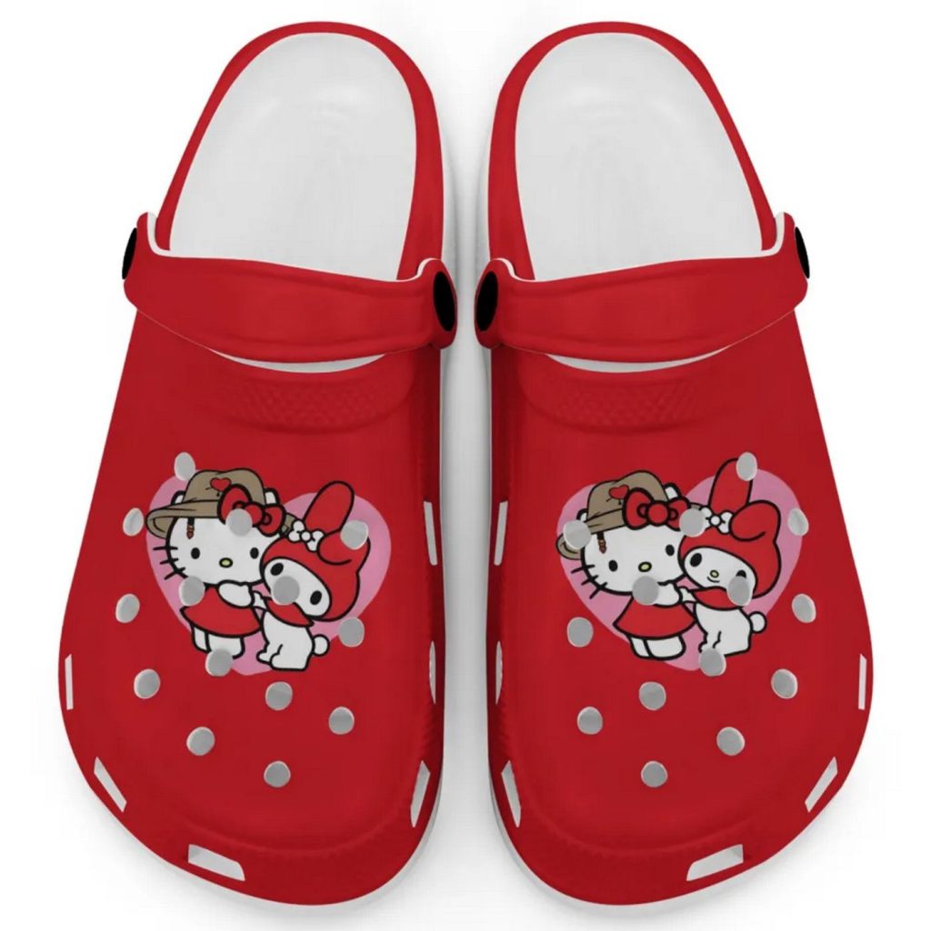 Cute Hello Kitty And My Melody Red Clogs For Kids And Adults Cute Hello Kitty And My Melody Red Clogs For Kids And Adults