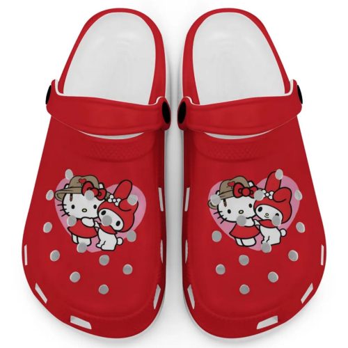 Cute Hello Kitty And My Melody Red Clogs For Kids And Adults