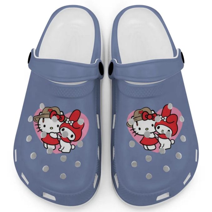 Cute Hello Kitty And My Melody Washed Demin Clogs For Kids And Adults