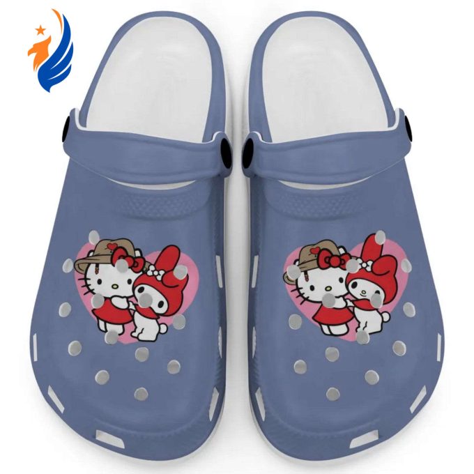Cute Hello Kitty And My Melody Washed Demin Clogs For Kids And Adults Cute Hello Kitty And My Melody Washed Demin Clogs For Kids And Adults