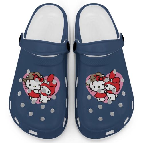 Cute Hello Kitty And My True Navy Clogs For Kids And Adults